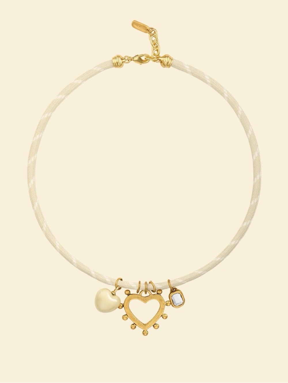 Logan Tay Heart Charm Necklace with Cream Cord